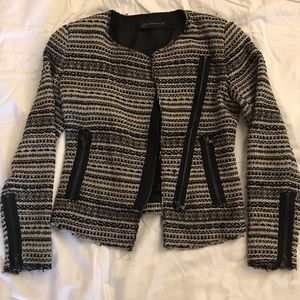 Zara Woman’s Distressed Woven Blazer